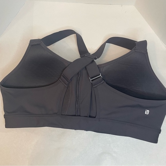 Ideology Black High-Impact Sports Bra with Front Zipper cross back straps L - Picture 6 of 10